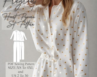 Pajama Set Sewing Pattern,Pajama Shirt and Pants Pattern,Women Sewing Pattern,Nightwear Pattern,Loungewear Pattern,Digital Sewing Pattern