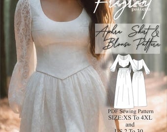 Patrón de costura de vestido medieval renacentista / Patrón de vestido de cosplay / Patrón de vestido de fantasía / Patrón de vestido de regencia / Patrón de costura digital en PDF