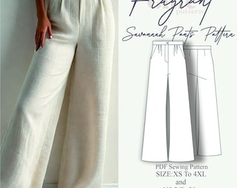 Pants Pattern for Women,Pants Sewing Patterns,Trousers Sewing Pattern,Wide Leg Pants Pattern,Linen Palazzo Pants,Digital PDF Sewing Pattern