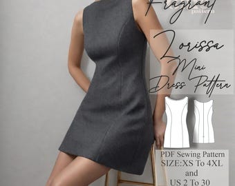 U-Boot-Ausschnitt Kleid Schnittmuster,Mini Kleid Schnittmuster,Frauen Kleid Schnittmuster,Abschlussball Kleid,Hochzeitskleid,Hochzeitsgast Kleid,Digitales Schnittmuster