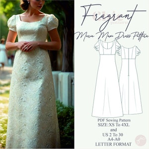 Bridgerton Ballkleid Abendkleid, Regency-Kleid, Renaissance-viktorianisches Fairy Cottagecore-Kleid, Empire-Kostümkleid, PDF Digitales Schnittmuster