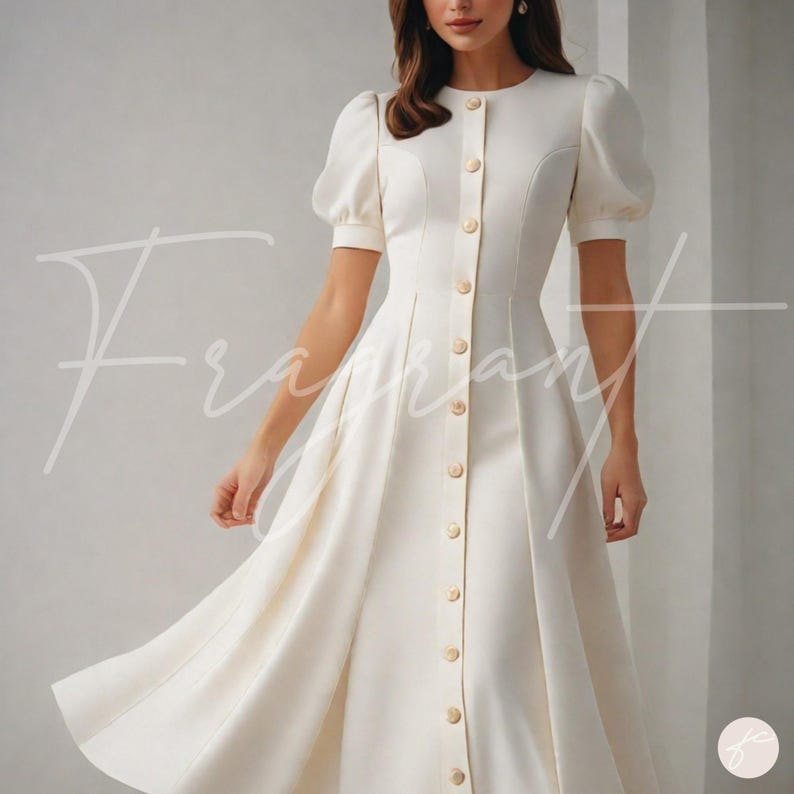 Button Down Dress Sewing Pattern,cottagecore Dress,evening Gown Dress