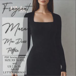 Bodycon Dress Sewing Pattern | Mini Dress Sewing Pattern | Women Dress Sewing Pattern | Long Sleeve Dress Pattern|PDF Digital Sewing Pattern
