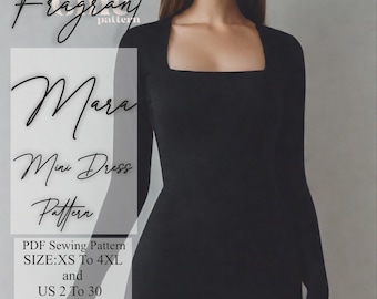 Bodycon Dress Sewing Pattern | Mini Dress Sewing Pattern | Women Dress Sewing Pattern | Long Sleeve Dress Pattern|PDF Digital Sewing Pattern