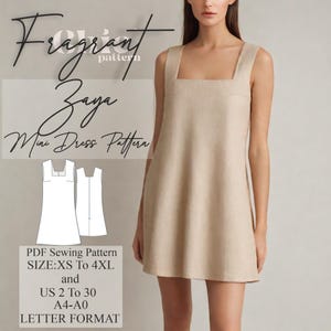 Square Neck Dress Sewing Pattern | Mini Dress Sewing Pattern | Women Dress Sewing Pattern | Summer Dress Sewing | Digital PDF Sewing Pattern