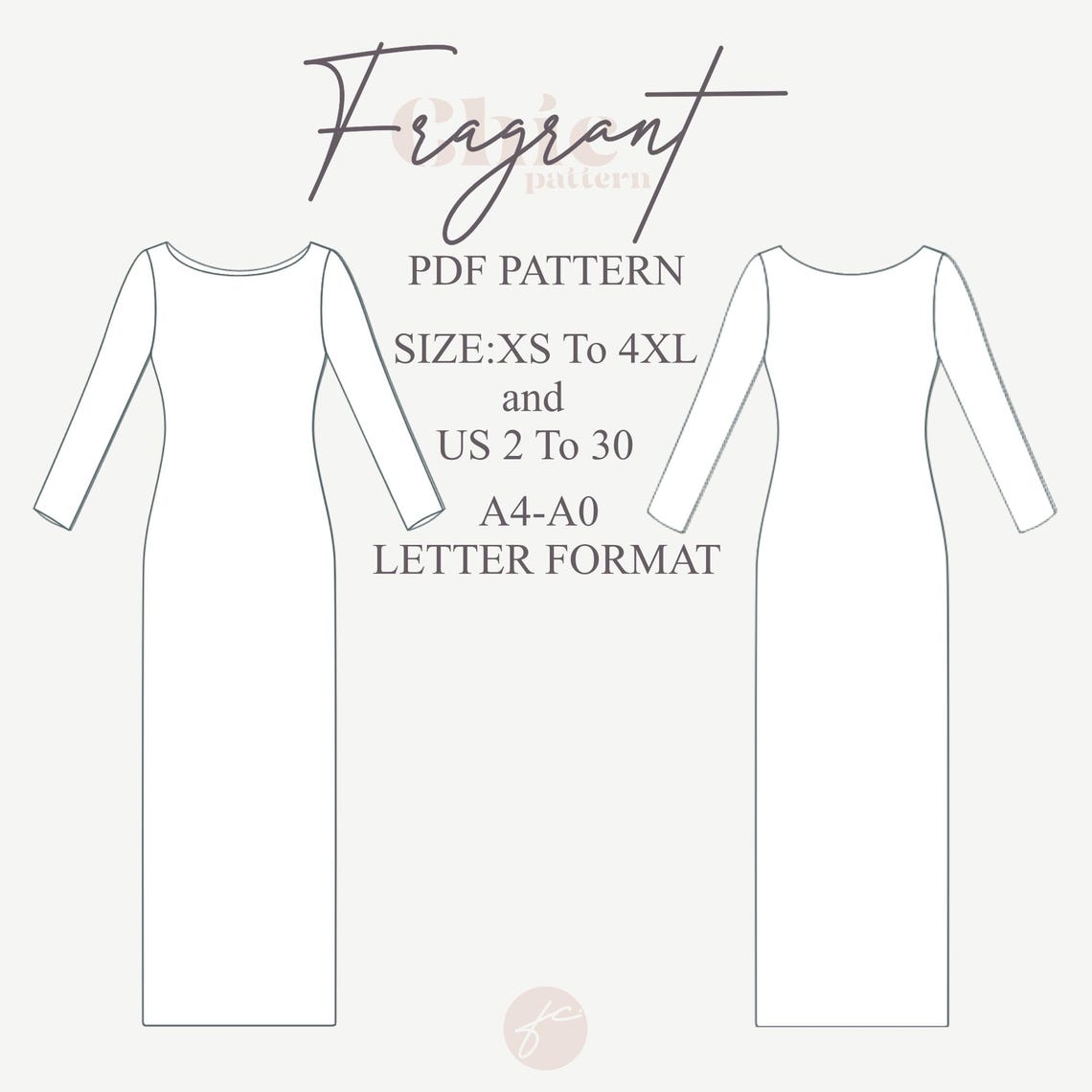 Bodycon Dress Sewing Pattern, Maxi Dress Sewing Pattern, Women Dress ...
