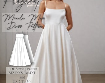 Micaela Dress Pattern, Maxi Dress Sewing Pattern, Strap Dress Pattern, Prom Dress Pattern, Wedding Guest Dress, PDF Digital Sewing Pattern