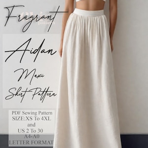 Maxi Skirt Sewing Pattern, Women&#39;s Long Gathered Skirt Pattern, Modest Skirt, Summer Skirt, Instant Download, PDF Digital Sewing Pattern