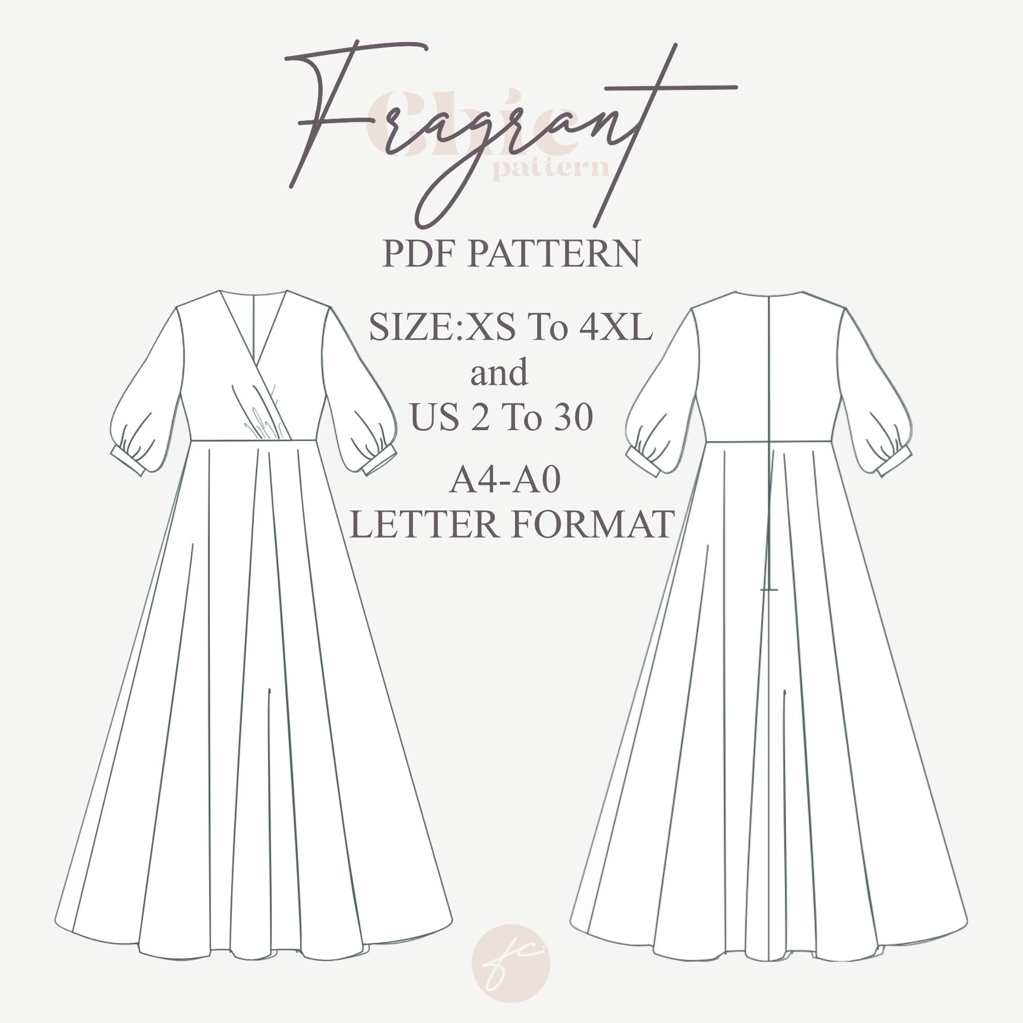 Maxi Dress Sewing Pattern , Wrap Neck Dress S Pattern , V-neck Dress ...