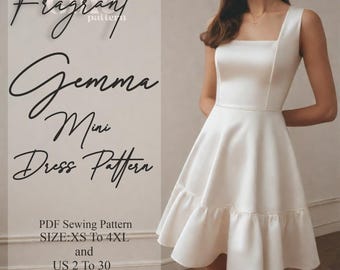 Square Neck Dress Sewing Pattern, Mini Dress Pattern, Women Dress Pattern, Prom Dress Pattern, Elopement Dress, PDF Digital Sewing Pattern