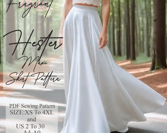 Skirt Sewing Pattern, Maxi Skirt Sewing Pattern, Women Skirt Sewing Pattern, Sewing Patterns, Long Skirt Pattern, PDF Digital Sewing Pattern