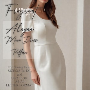 Elopement Dress Sewing Pattern, Maxi Dress Sewing Pattern, Graduation Dress Pattern, Wedding Guest Dress Pattern, PDF Digital Sewing Pattern