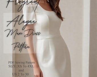 Elopement Dress Sewing Pattern, Maxi Dress Sewing Pattern, Graduation Dress Pattern, Wedding Guest Dress Pattern, PDF Digital Sewing Pattern