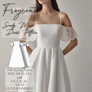 Off-Shoulder Dress Sewing Pattern, Maxi Dress Sewing Pattern, Wedding Guest Dress Pattern, Prom Dress Pattern, Digital PDF Sewing Pattern