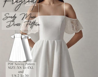Off-Shoulder Dress Sewing Pattern, Maxi Dress Sewing Pattern, Wedding Guest Dress Pattern, Prom Dress Pattern, Digital PDF Sewing Pattern