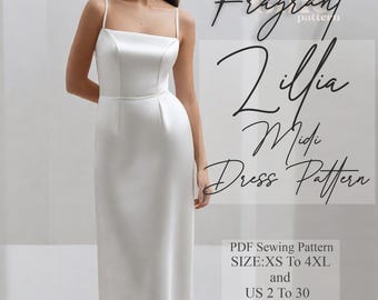 Midi Dress Sewing Pattern | Strap Dress Pattern | Women Dress Sewing Pattern | Prom Dress Pattern | Fairy Dress | Digital PDF Sewing Pattern