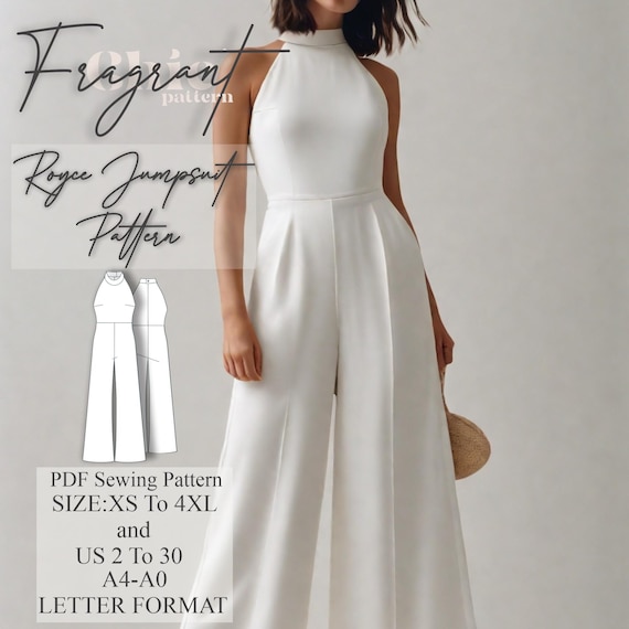 Halter Neck Jumpsuit Pattern | Jumpsuit Sewing Pattern | Women Sewing Patterns | Prom Jumpsuit Pattern | PDF Digital Sewing Pattern