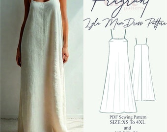 Summer Linen Maxi Dress Sewing Pattern,Easy Dress Pattern,Sundress Pattern,Beachwear Dress,Bohemian Beach Wedding,PDF Digital Sewing Pattern