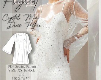 Strap Dress Sewing Pattern, Mini Dress Pattern, Women Dress Sewing Pattern, Two-Piece Dress Sewing Pattern, Digital PDF Sewing Pattern