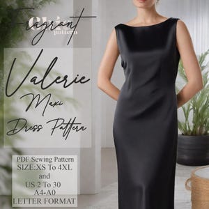 Boat Neck Dress Sewing Pattern,Maxi Sewing Dress Pattern,Women Dress Sewing Pattern,Prom Dress,Evening Gown Dress,PDF Digital Sewing Pattern