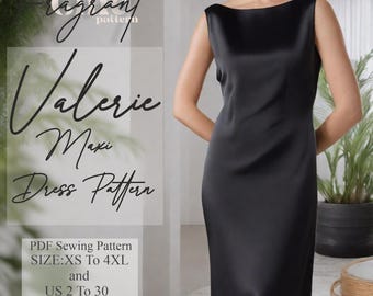 Boat Neck Dress Sewing Pattern,Maxi Sewing Dress Pattern,Women Dress Sewing Pattern,Prom Dress,Evening Gown Dress,PDF Digital Sewing Pattern