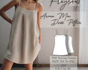 Summer Linen Dress Pattern,Loose Mini Dress,Sundress,Sleeveless Summer Dress,Homecoming Dress,Beachwear Dress,PDF Digital Sewing Pattern