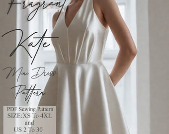 Halter Neck Dress Sewing Pattern, Mini Dress Sewing Pattern, Women Dress Sewing Pattern,Dress Pattern,Prom Dress, Digital PDF Sewing Pattern