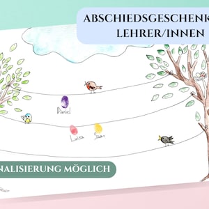 Abschiedsgeschenk für Lehrer, Erzieher, Kindergarten, Schule, Kita, Spielgruppe zum Ausdrucken und gestalten, Fingerabdrücke