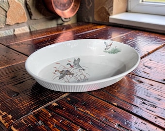 Villeroy & Boch Lussemburgo / Piatto da portata ovale vintage con motivo di anatra selvatica / Servizio da tavola a tema naturalistico