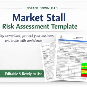 UK Trader Risk Assessment Template | Market & Craft Stall | Editable Canva Form | Event Ready