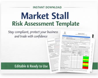 UK Trader Risk Assessment Template | Market & Craft Stall | Editable Canva Form | Event Ready