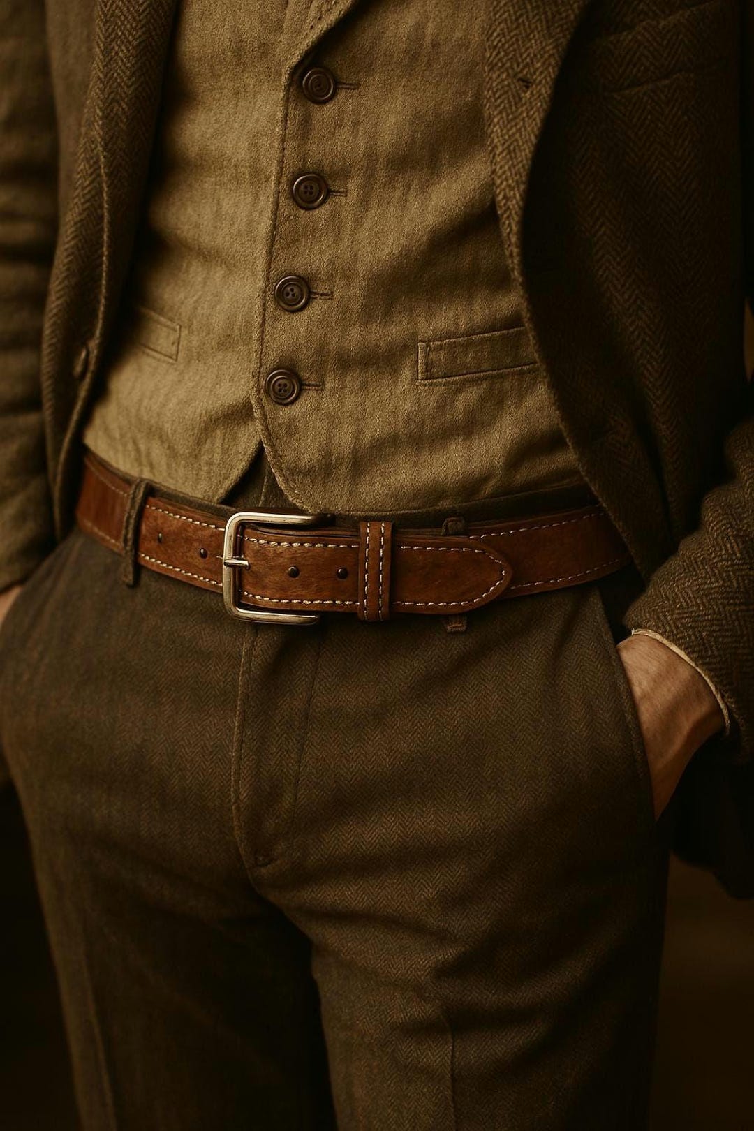 Ceinture Vintage Antonio Moroni - Cuir Bleu, Taille 80/85 Cm - Occasion