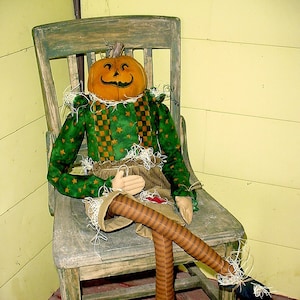 Smilin&#39; Jack 38 inch pumpkin head scarecrow decoration - cloth doll pattern instructions #7222
