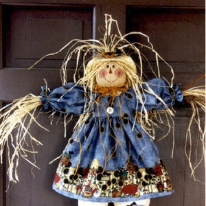 Paper pattern instructions  to make #5196 Girl Scarecrow with grapevine twigs for arms - Fall Decoration