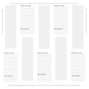 Four 12x12 wedding album photo booth strip pages with 16 wedding quotes
