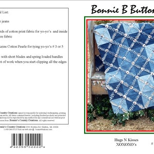 VERKOOP! Patroon 2222 Hugs N Kisses gescheurde rand denim quiltpatroon van Bonnie B Buttons - digitale download