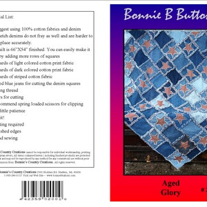 SALE! Pattern 2001 Aged Glory - ragged edge denim and cotton digital quilt pattern