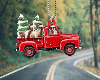 2D Cute Cartoon Goat Christmas Ornament Acrylic Christmas Decorations Holding Xmas Tree Decoration Hanging Decor For Xmas Party Holiday Home Decor