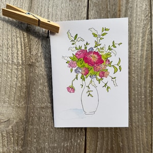 Aquarell Karte - Blumenvase