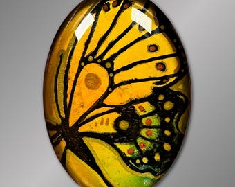 35x25mm Cabochon for Jewelry and Crafts, Hand-Painted, Wire Wrapping and Bead Embroidery, Butterfly Cab