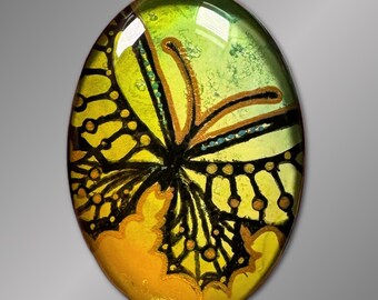 35x25mm Cabochon for Jewelry and Crafts, Hand-Painted, Wire Wrapping and Bead Embroidery, Butterfly Cab
