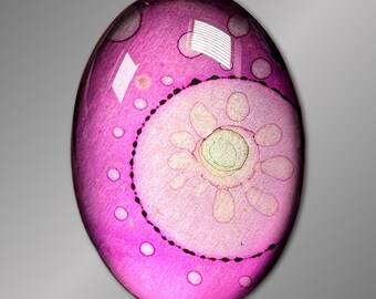 35x25mm Cabochon for Jewelry and Crafts, Hand-Painted, Wire Wrapping and Bead Embroidery, Purple Cab