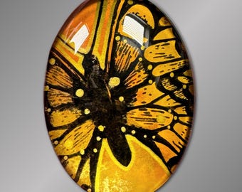 35x25mm Cabochon for Jewelry and Crafts, Hand-Painted, Wire Wrapping and Bead Embroidery, Butterfly Cab