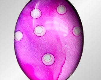 Hand-Painted Metallic Pink Cabochon, 30x40mm, Jewelry Making
