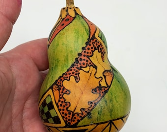 Wood-Burned Gourd Art, Pyrography Fall Leaves, Handmade Autumn Decor