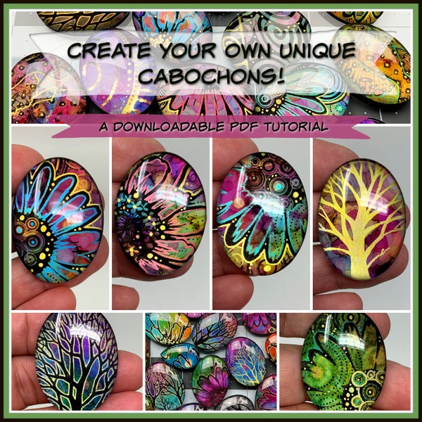 Erstellen Sie Ihre eigenen einzigartigen Glas-Cabochons, Ein PDF-Tutorial, Für Schmuckherstellung, Handbemalte Art Cabs