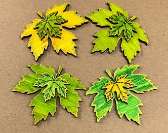 Maple Leaf Magnets, Set/4, Fridge Magnets, Fall Magnets, Fall Leaf Magnets, Wood Magnets, Neodymium Magnets