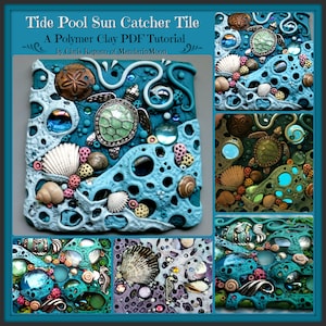Tutorial for Tide Pool Sun Catcher Mosaic Tile, PDF Tutorial, Nightlight, Found Object Art Tile