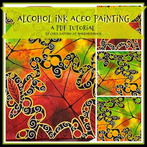 Pintura com tinta à base de álcool, folha de bordo ACEO, tutorial em PDF, cartões feitos à mão, faça você mesmo