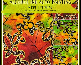 Painting with Alcohol Ink, A Maple Leaf ACEO, PDF Tutorial, Handmade Cards, Diy